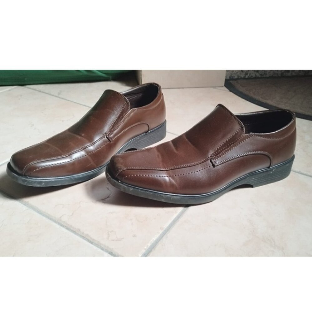 Bruno Marc Men's Dark Brown Cambridge Slip-on Loafers Square-Toe Dress Shoes